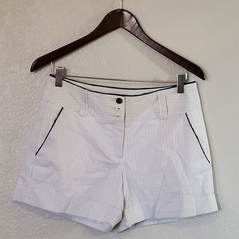 Women's White Striped Shorts